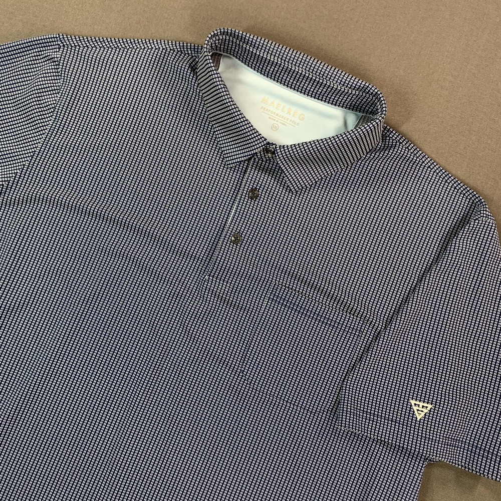 MAELREG Performance Polo Shirt Mens 3XL Blue Geometric Golf Lightweight Stretch